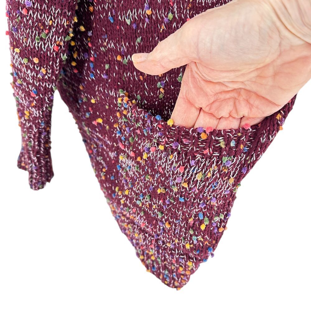 Blakely Burgundy Speckled Knit Open‎ Front Cardigan Sweater Long OS - Picture 4 of 7